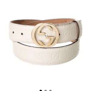 White Gucci belt